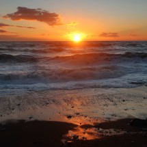 Sunset with big waves